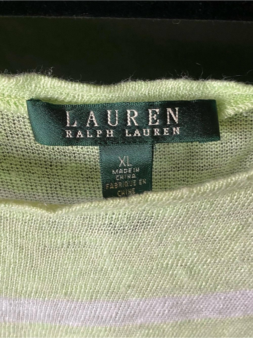 Ralph Lauren Light Lime and White Striped Long Sleeve Top - Picture 4 of 7